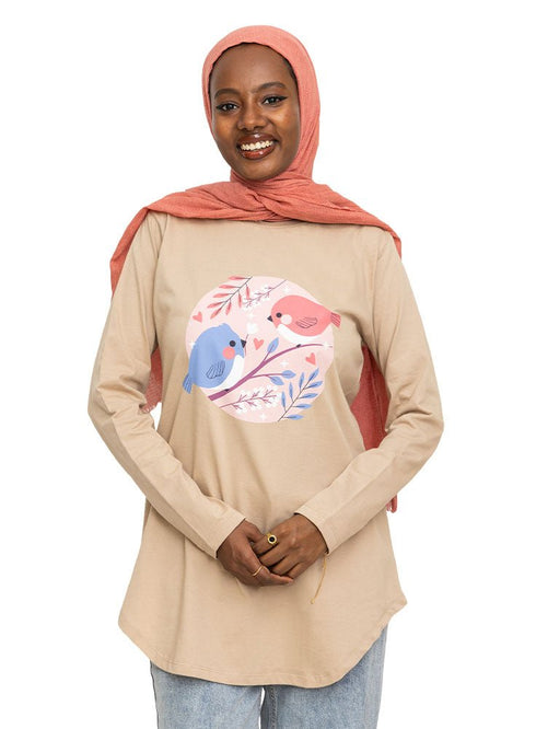 Latte Printed Long - Sleeve Design 3 - Khotwh